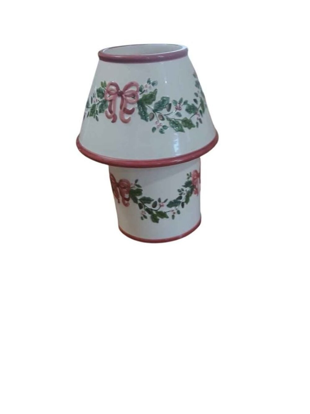 eramic Holly and Bow Candle Holder with Shade